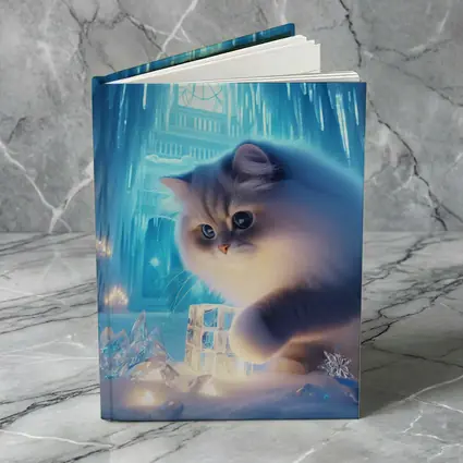 Persian Cat in Glowing Ice Crystal Palace