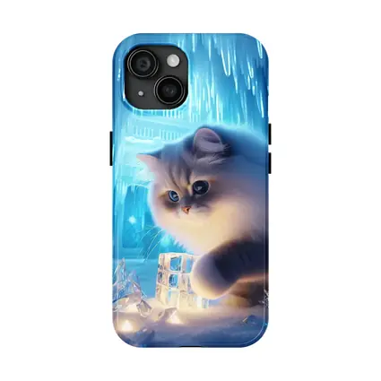 Persian Cat in Glowing Ice Crystal Palace