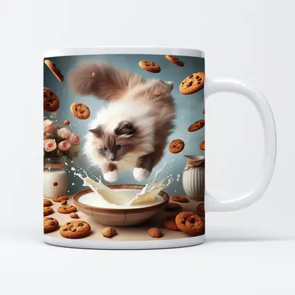 Ragdoll Cat Jumping Milk Bowl Cookies