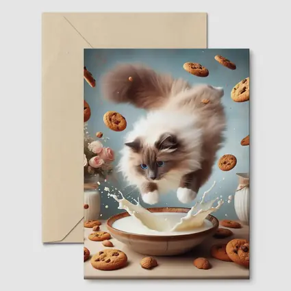 Ragdoll Cat Jumping Milk Bowl Cookies
