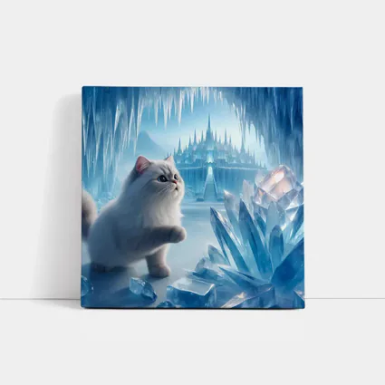 White Persian Cat Ice Crystal Fantasy Cave