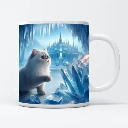 White Persian Cat Ice Crystal Fantasy Cave