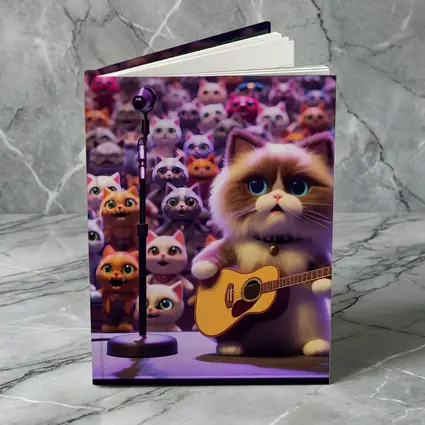 Cute Cat Playing Guitar On Stage
