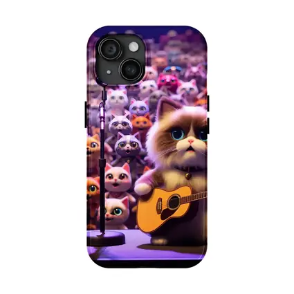 Cute Cat Playing Guitar On Stage