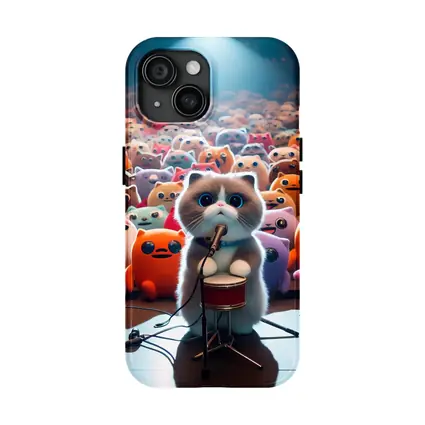 Cute Cat On Stage Cartoon Concert Crowd
