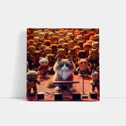 Cat Playing Keyboard On Concert Stage
