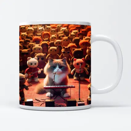 Cat Playing Keyboard On Concert Stage