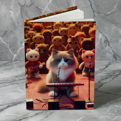 Cat Playing Keyboard On Concert Stage