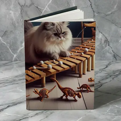 Persian Cat Playing Xylophone With Dinosaurs