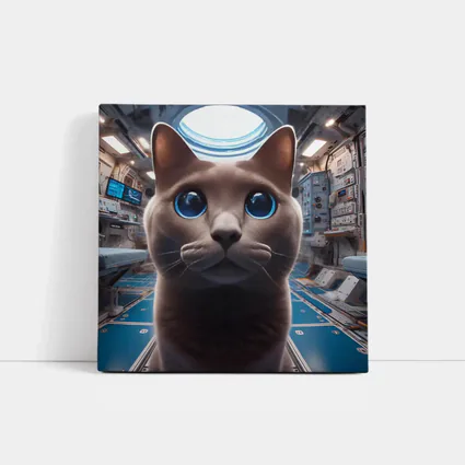 Russian Blue Cat Inside Space Station