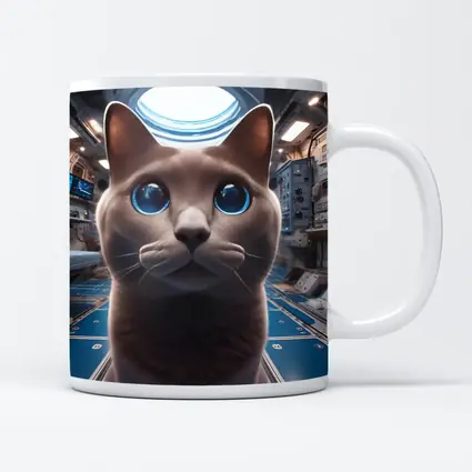 Russian Blue Cat Inside Space Station