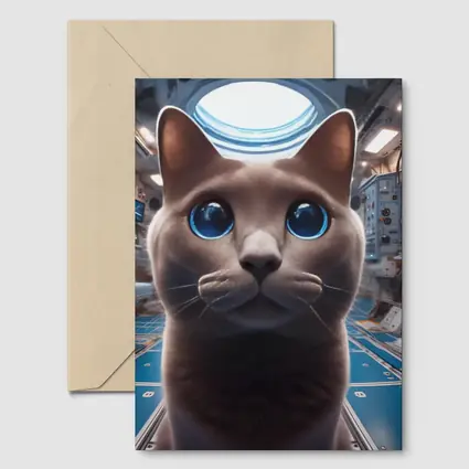 Russian Blue Cat Inside Space Station