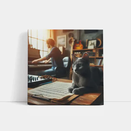Russian Blue Cat Music Studio Scene