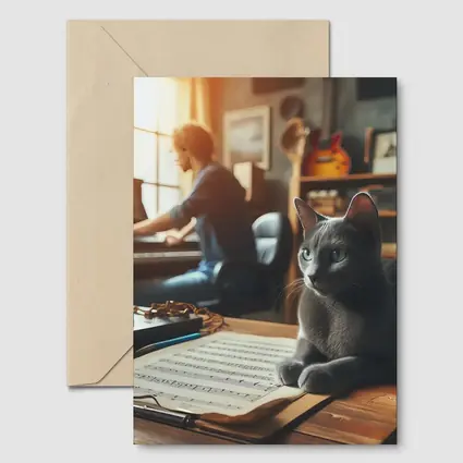 Russian Blue Cat Music Studio Scene