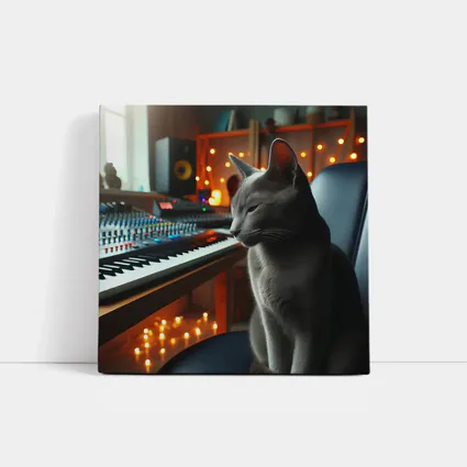 Russian Blue Cat Music Studio Keyboard
