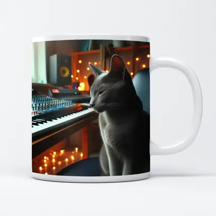 Russian Blue Cat Music Studio Keyboard
