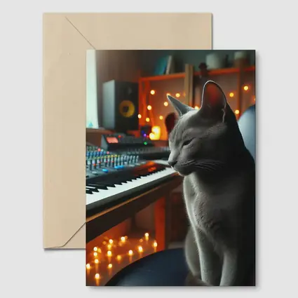 Russian Blue Cat Music Studio Keyboard