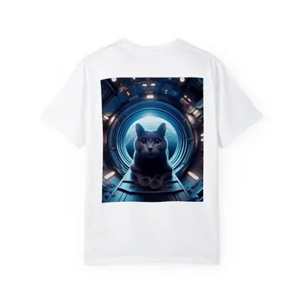 Gray Cat Inside Futuristic Space Station