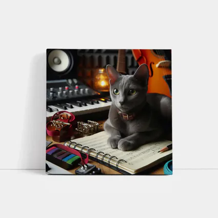 Russian Blue Cat Music Studio Scene