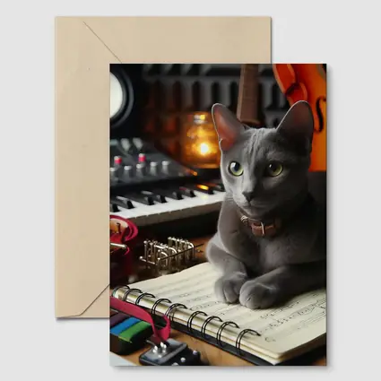 Russian Blue Cat Music Studio Scene