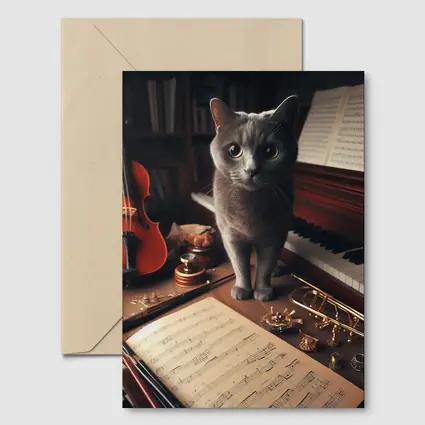 Gray Cat Among Musical Instruments Sheet Music