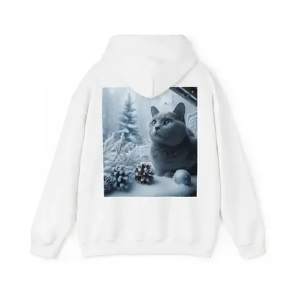 Russian Blue Cat Snow Winter Scene