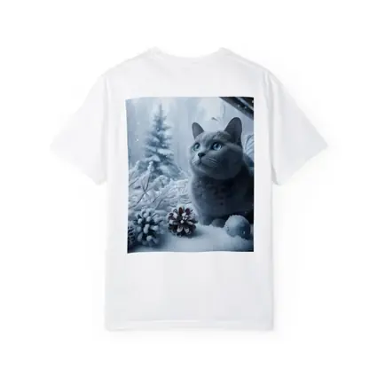 Russian Blue Cat Snow Winter Scene