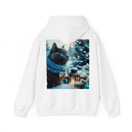 Russian Blue Cat Winter Christmas Snow Scene