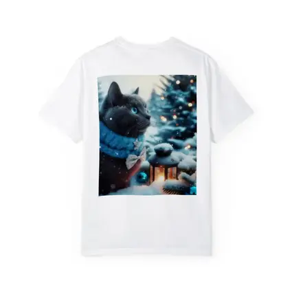Russian Blue Cat Winter Christmas Snow Scene