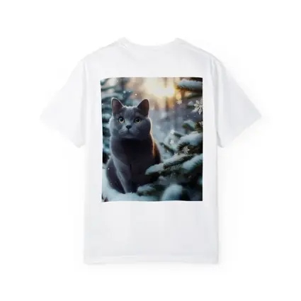 Russian Blue Cat Snowy Winter Forest Scene