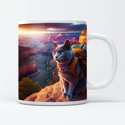 Gray Cat Hiking Grand Canyon Sunset