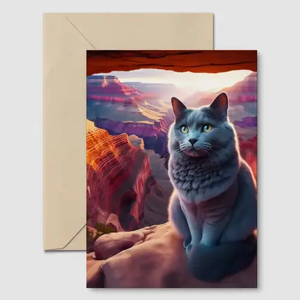 Russian Blue Cat Grand Canyon Sunset