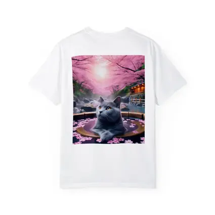 Russian Blue Cat Cherry Blossom Hot Spring