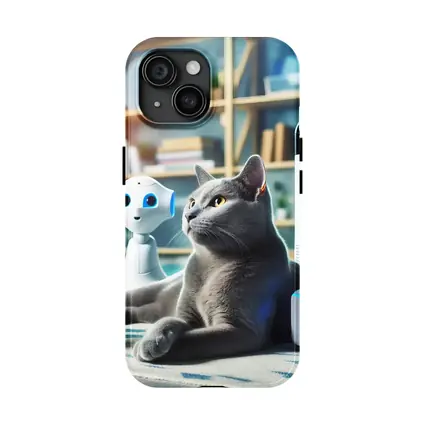Gray Cat Among Smart Home Devices Indoors