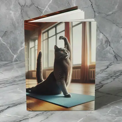 Gray Cat Doing Yoga Sunny Studio