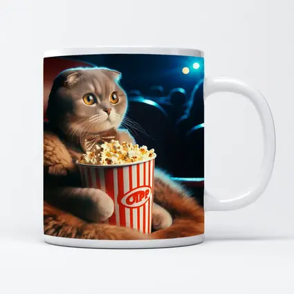 Scottish Fold Cat Cinema Popcorn Bow Tie
