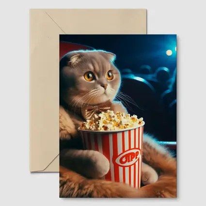 Scottish Fold Cat Cinema Popcorn Bow Tie