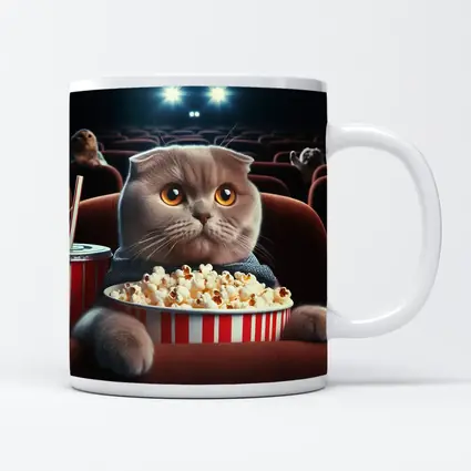 Scottish Fold Cat Cinema Popcorn Movie Night
