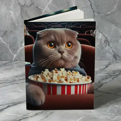 Scottish Fold Cat Cinema Popcorn Movie Night