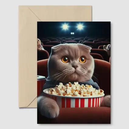 Scottish Fold Cat Cinema Popcorn Movie Night