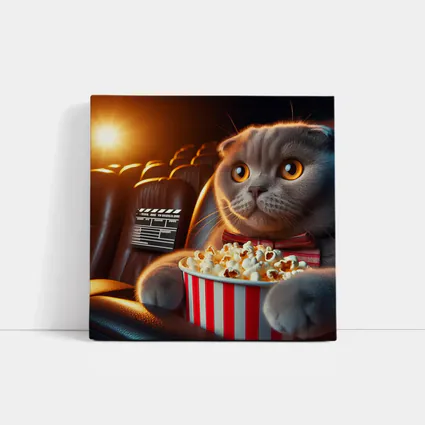 Scottish Fold Cat Cinema Popcorn Movie Night