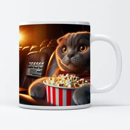 Scottish Fold Cat Cinema Popcorn Movie Night