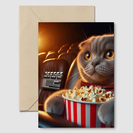 Scottish Fold Cat Cinema Popcorn Movie Night