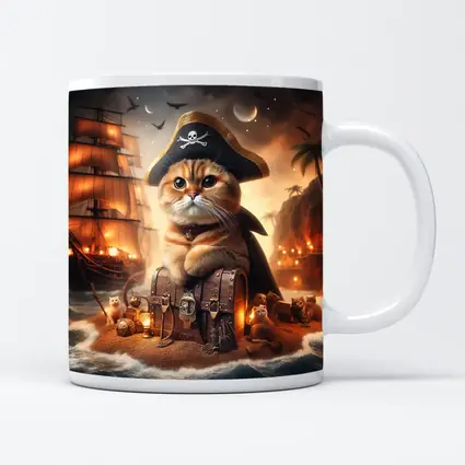 Scottish Fold Pirate Cat Treasure Island Fantasy