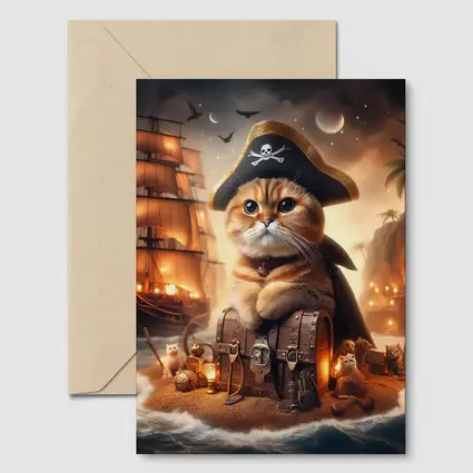 Scottish Fold Pirate Cat Treasure Island Fantasy