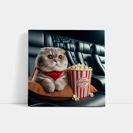 Scottish Fold Cat Cinema Popcorn Movie Night