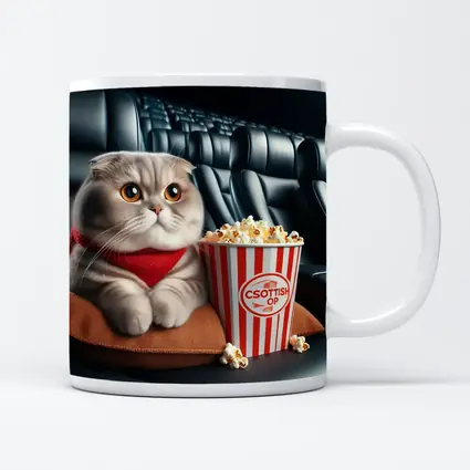 Scottish Fold Cat Cinema Popcorn Movie Night