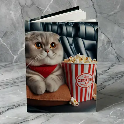 Scottish Fold Cat Cinema Popcorn Movie Night