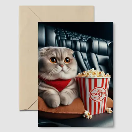 Scottish Fold Cat Cinema Popcorn Movie Night