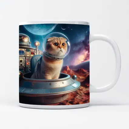 Scottish Fold Cat Astronaut Space Planet